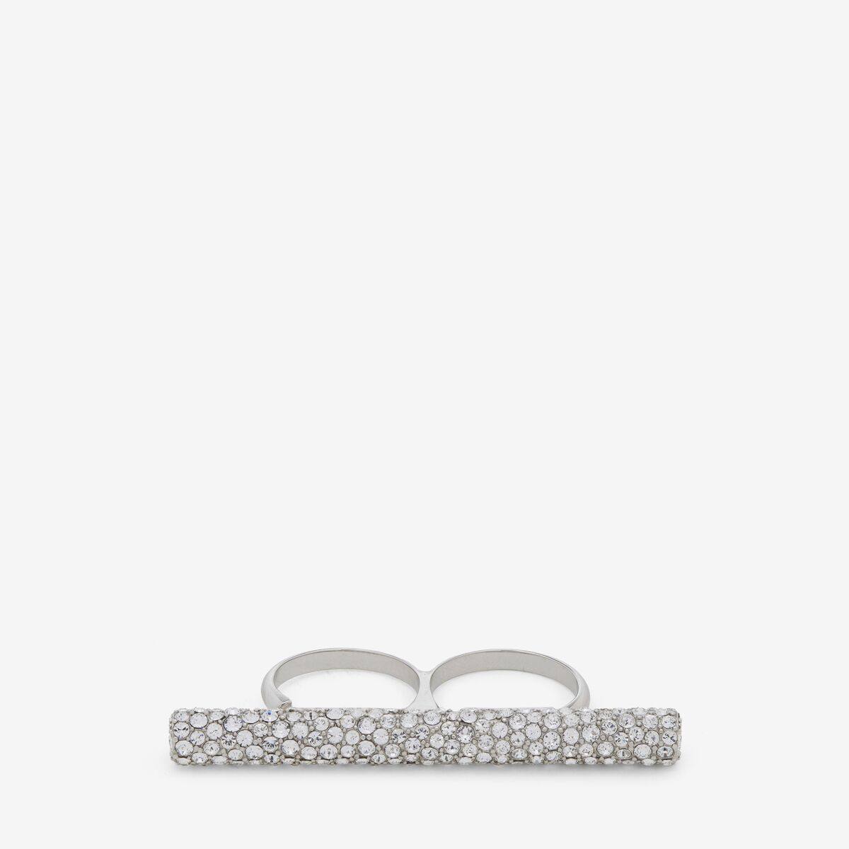 ALEXANDER MCQUEEN - Jewelled T-Bar Double Ring - Item 804619J160N1021